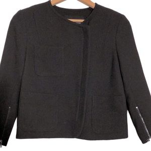 DENNIS MEROTTO | Women’s Black 100% Wool Moto Biker Zipper Front Jacket size 2